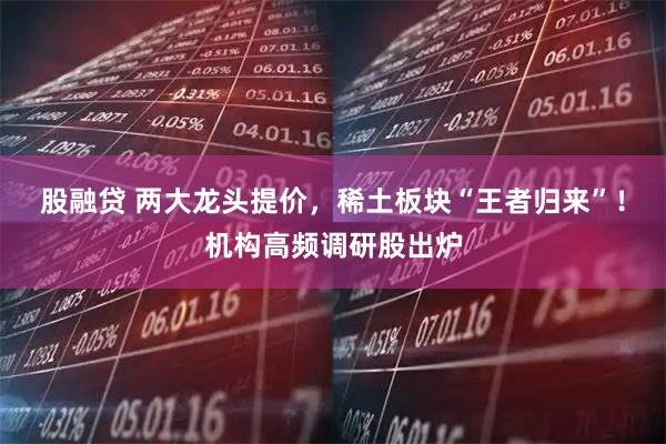 股融贷 两大龙头提价，稀土板块“王者归来”！机构高频调研股出炉